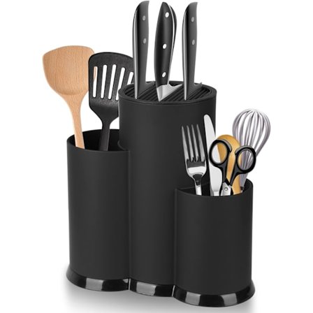 kpl Tyhjä keittiöveitsitukki, 3 in 1 universaali pyöreä veitsiteline, irrotettava veitsiteline paikoilla, muovinen keittiövälineteline 