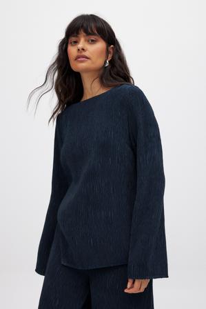 NA-KD Blus med sidoslits - Blusar - Blå - EU 34
