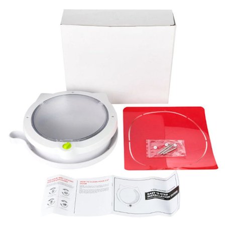 Liten rund för kattdörr med 4-vägslås Pet Plastfönster Låsbar säker grind för kattunge