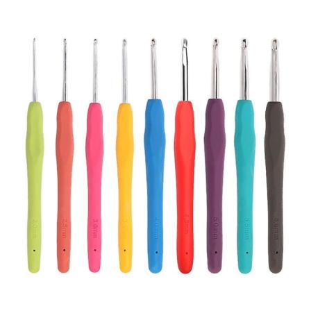 2-6 mm alumiiniset virkkuukoukut, ergonomiset virkkuukoukut, helppo kumikahva virkkaajille aloittelijoille
