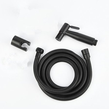 Musta kädessä pidettävä ruostumattomasta teräksestä valmistettu WC-suihku, bidee-setti kylpyhuoneeseen suihkusuihkulla, seinä- tai WC-istuimen asennus