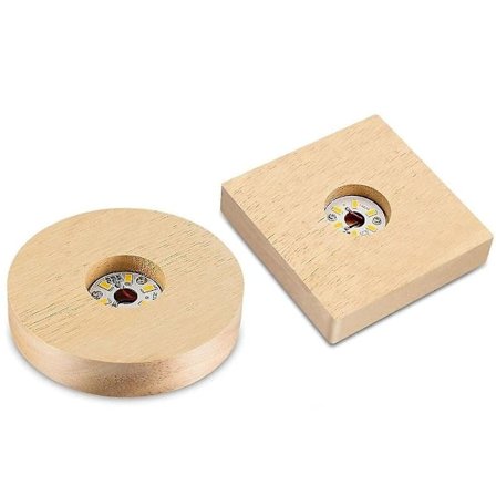 2 stk. træ LED-displaybase træ LED-displaybase krystalglas lysbase stativ træ LED Di
