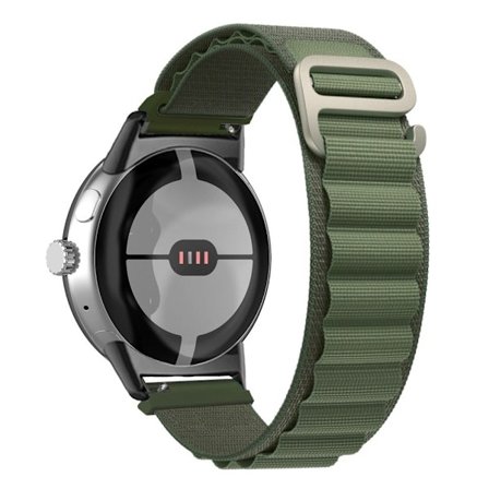 Google Pixel Watch klockarmband i nylon med svart kontakt - Grön