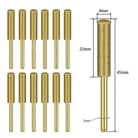 12× Diamant Motorsag Sliper Burr Kvern Motorsag Bor Bits for Dremel Jaf