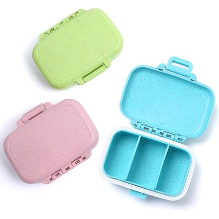 3-pak lille pilleæske, fugtsikker 3-rums rejsepilleboks til lomme pung, sød daglig pilleorganisator medicinbeholder holder til vitaminer