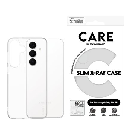 PanzerGlass CARE Galaxy S25 FE X-Ray silikondeksel (gjennomsiktig) Slank design, glatt grep, laget av resirkulert materiale