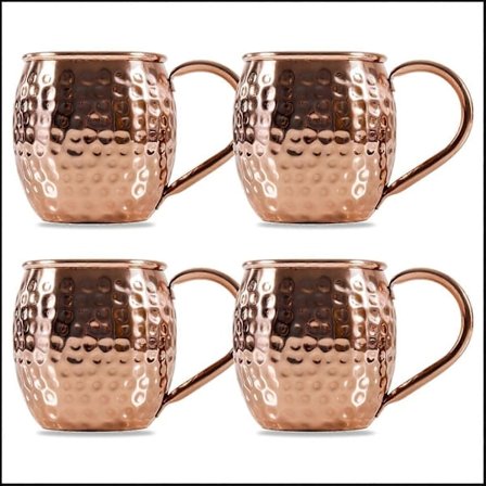 Moscow Mule Muggar, Set med 4 muggar för alla kalla drycker, koppar, ölglas, cocktailglas