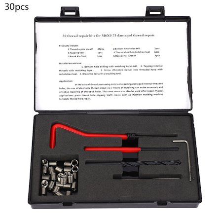 30 kpl Kierteiden Korjaussetti M6x0.75 Ruostumaton Teräs Uudelleenkierteytys Tap Set Naispuolisen Kierteiden Korjaukseen