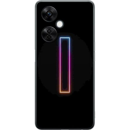 Kompatibelt Mobilskal till OnePlus OnePlus Nord CE3 Minimalistisk neonbokstav I i regnbågsfärger mot mörk bakgrund