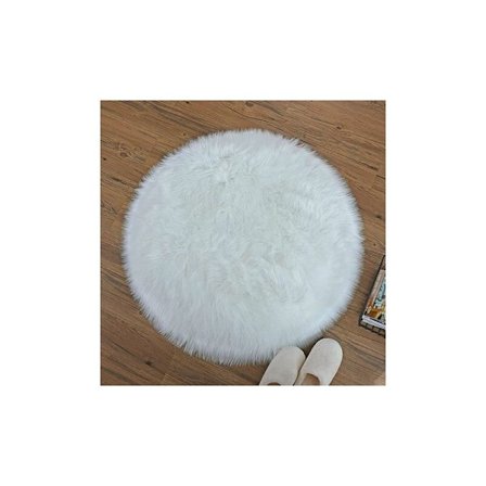 90 Diameter Rundt Teppe, Kunstig Pels Teppe, Koselig Følelse Som Ekte Ull Kunstig Pels Teppe, Kunstig