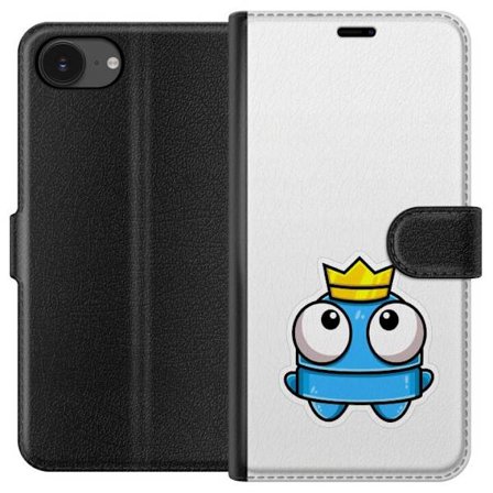 Kompatibel Tegnebogsetui til Apple Apple iPhone 16e Blå tegnet figur med krone og store øjne i legende kongelig stil