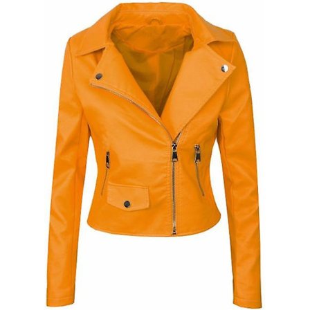 Dam Mode Långärmad Kavajkrage Casual Formell Läderjacka