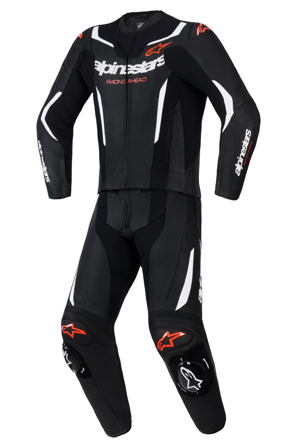 Tuta In Pelle Moto Alpinestars GP Force V2 Nero/Bianco/Rosso Fluo 54