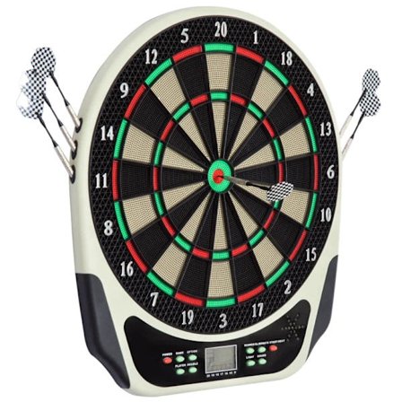 Rootz Electronic Dart Board - Dart Board - Dart Board Set - Med LCD Display - 6 Dart Heads - 24 Dart Heads - För 8 spelare - Plast - Svart - 44L x 50W