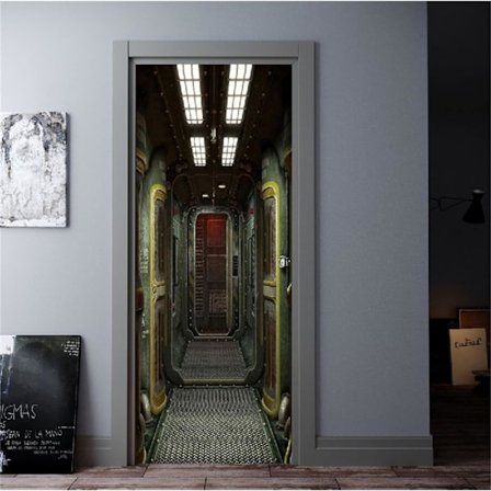 30,3"x78,7" 3D-dørklistremer, skrell og lim romskipluke og Co