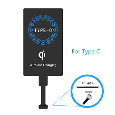 Bondage Locker Qi trådløs lademottakeradapter type C, ultratynn USB-C Qi trådløs lademottaker for Huawei P30/P20, LG V20, HTC 10 a