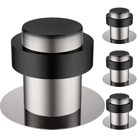 Dørstopper i rustfritt stål for gulv (sett med 4), selvklebende dørstopper for gulv, kompatibel med glassdører, balkongdører, dørstopper med gummi