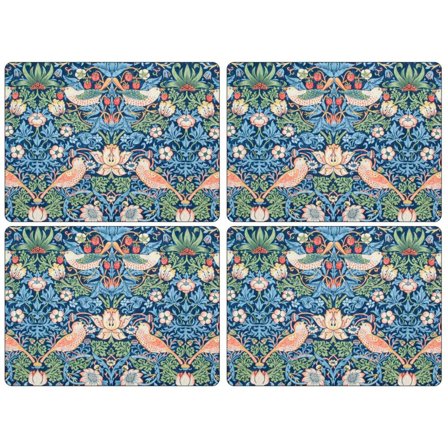 Spode Morris & Co Strawberry Thief Blå Bordsunderlägg 4-pack | Dukning & Servering > Bordstablett | Bagaren och Kocken