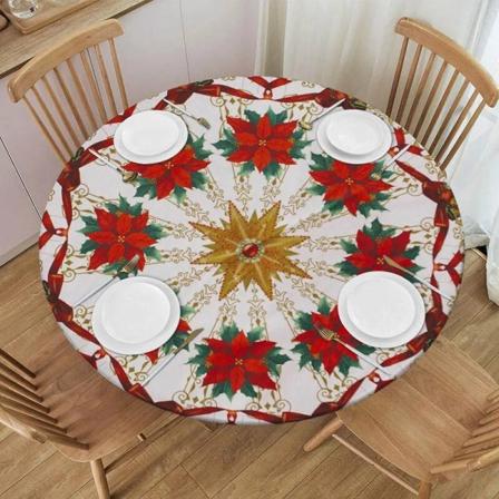 God Jul Duk Hellebore Blommor Julstjärna Röda Bär Xmas Duk Dekorativt för Holiday Home Party Bröllop Style 11 Suitable 170cm table