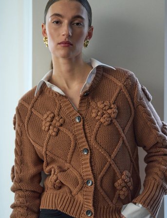 Pieszak Pd-Pearl Knit Cardigan - Brown - 42