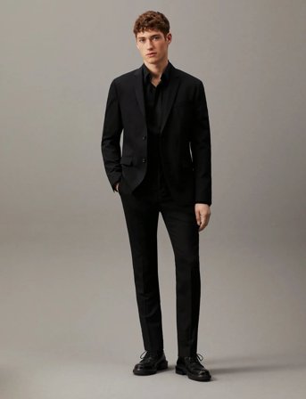 Calvin Klein Stretch Wool Slim Suit Blazer - Black - 44