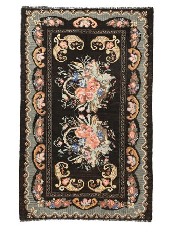Rose Kilim Moldavia Rug 174X272 Black/Brown Wool, Moldova
