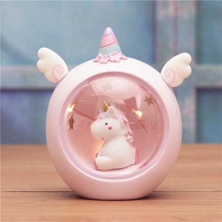 Rosa Unicorn Stjernelampe Nattelys Jente Hjerte Kreativ Gave Ornament