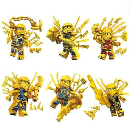 10. vuosipäivän kultapainos Ninja-moottoripyörä Spinjitzun mestarit Jay Cole Kai Zane Lloyd Minihahmot Rakennuspalikat Lapsilelu 6pcs