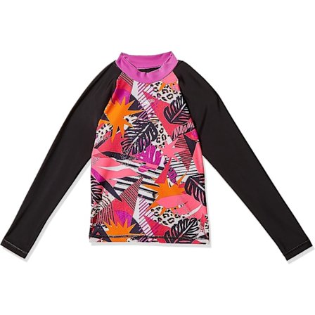 Tyttöjen painettu pitkähihainen aurinkosuojarashguard-paita