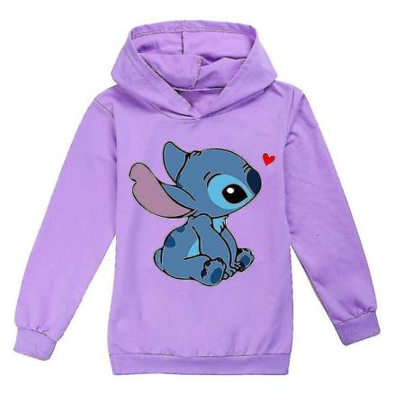 Børn Drenge Piger Lilo And Stitch Hættetrøjer Toppe Langærmet Hættetrøje Pullover Hættetrøje Gaver Purple 13-14 Years