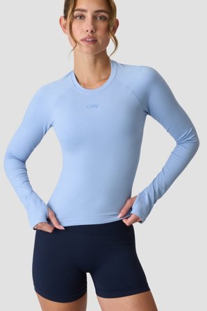 Sculpt Seamless Ribbed LS Banner Blue
