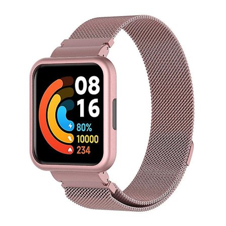 For Xiaomi Redmi Watch 2 Lite Armbånd Milanesisk Magnetisk Armbåndsrem med Klokkeveske Rosa