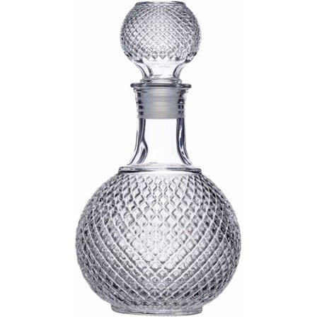 Whisky- og spirituskaraffel, slebet glas, prop med silikoneforsegling, 1L