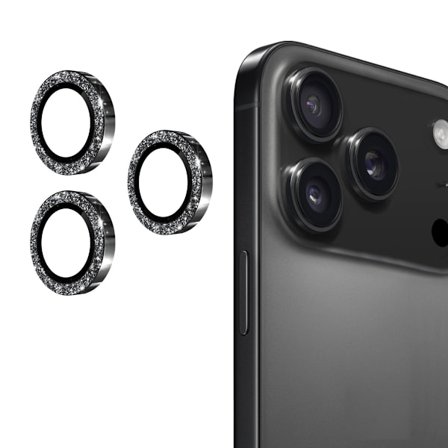 ENKAY Phone 17 Pro Max / 17 Pro Linsskydd Glitter Svart