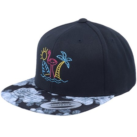 Iconic - Schwarz snapback Cap - Neon Summer Beach Flamingo Black/Rose Snapback @ Hatstore