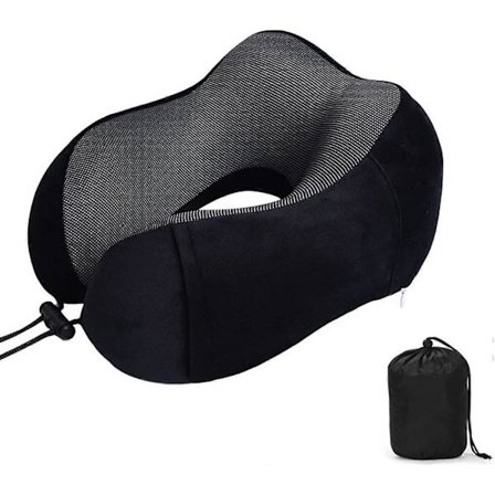 Travel Pillow, Memory Foam Neck Pillow for Travel or Airplane, Ergonomically Designed Neck Support Pillow