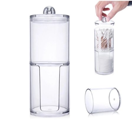 2-i-1 Plastik Vatpindskasse Kosmetik Skrivebordsarrangør Negle T