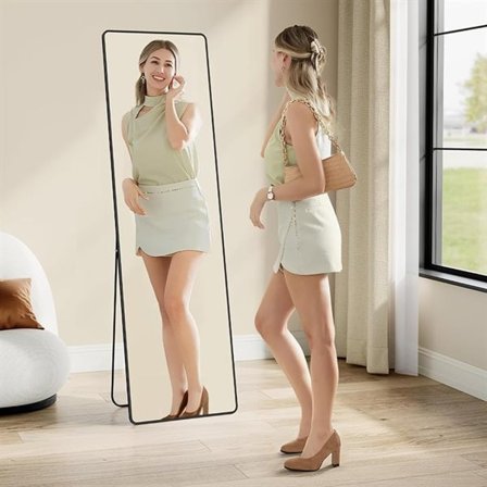 Gulvspeil med svart ramme 160 × 50 cm