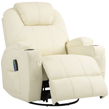 Afslapningsstol med massagefunktion, elektrisk tv-stol med lænefunktion, vippefunktion, fjedersystem, fjernbetjening, massagestol