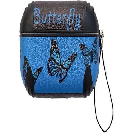 Airpods-fodral, Söt Elegant Silke-Touch Fjärilsmönster Trådlöst Hörlursfodral, Mjuk TPU Stötsäker Hud för Airpods 1 & 2, Barn Pojkar Flickor Stil