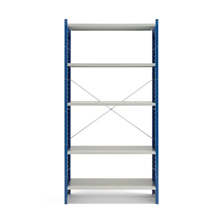 Regalsystem MIX, Grundmodul mit geschlossenen Seiten, 2100 x 600 mm, blau/grau