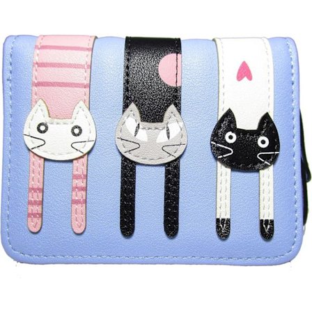 Kvinnor Faux Läder Söta Cartoon Djur Katt Plånbok Slim Liten Koppling Väska Myntväska