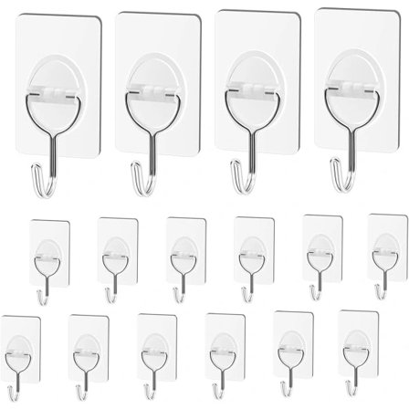 16 kpl itseliimautuvia seinäkoukkuja 5 kg (maks.), itseliimautuvia pyyhekoukkuja, läpinäkyviä tarrakoukkuja ilman porausta kylpyhuoneeseen, 