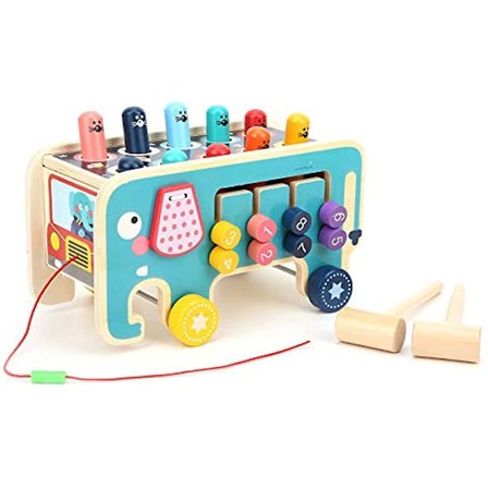 Ritoeasysports Hamrande och dunkande leksaker Baby tidig utveckling leksak med dunkande bänk Present till pojkar och flickor Tidig utbildning Pussel 