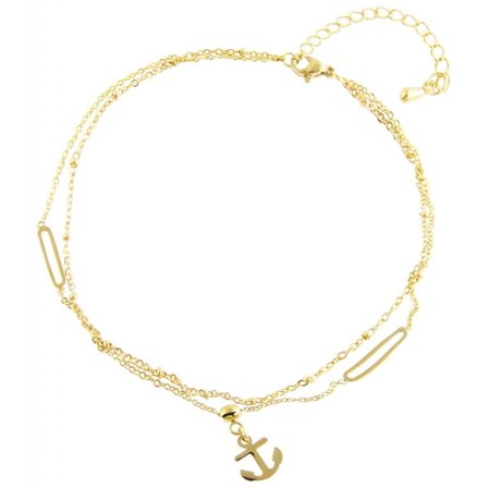 Guld Fotsmycke Fotlänk Vristlänk Fotkedja i Stål med Ankare