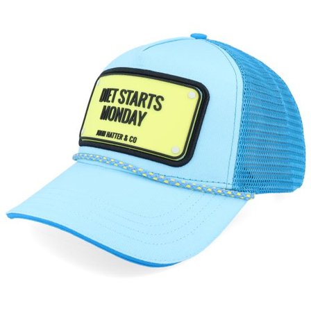 John Hatter & Co - Blå trucker Keps - Diet Starts Monday Rubber Columbia Blue Rope A-Frame Trucker @ Hatstore