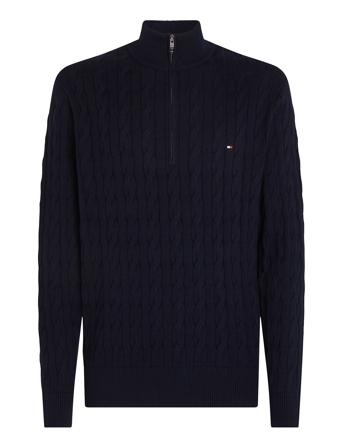 Classic Cotton Cable Zip Mock Navy Tommy Hilfiger
