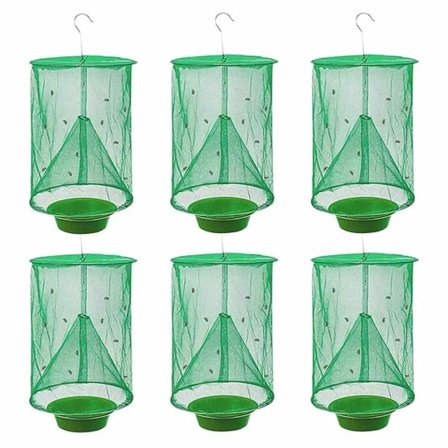 Ranch Fly Trap med Agnskuff, Gjenbrukbar Fly Trap Flay Catcher Bur for Innendørs eller Utendørs Familiegårder, Park, Restauranter (2-pakning)