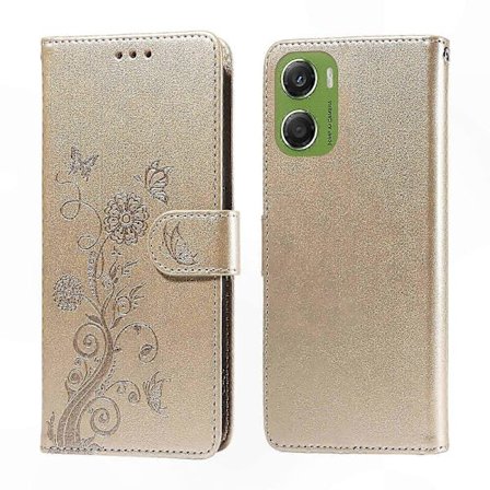 Motorola Moto G06 4G Lær Lommebokdeksel med Blomstertrykk & Stativ [BR]_jar