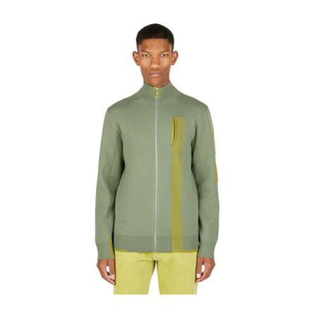 A-Cold-Wall Stria Zip Front Knit Tröja grön, Herr, Herr, Storlek: L